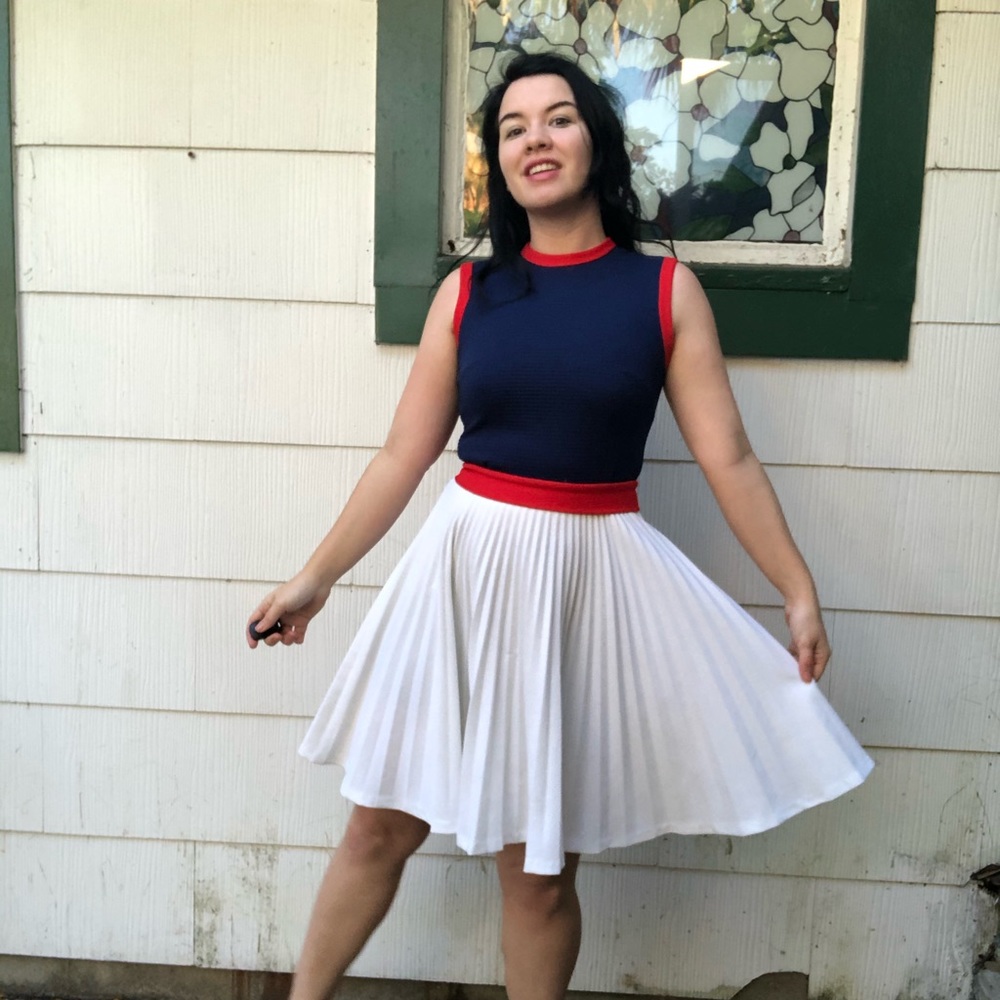 Red, White and Blue Polyester Dress